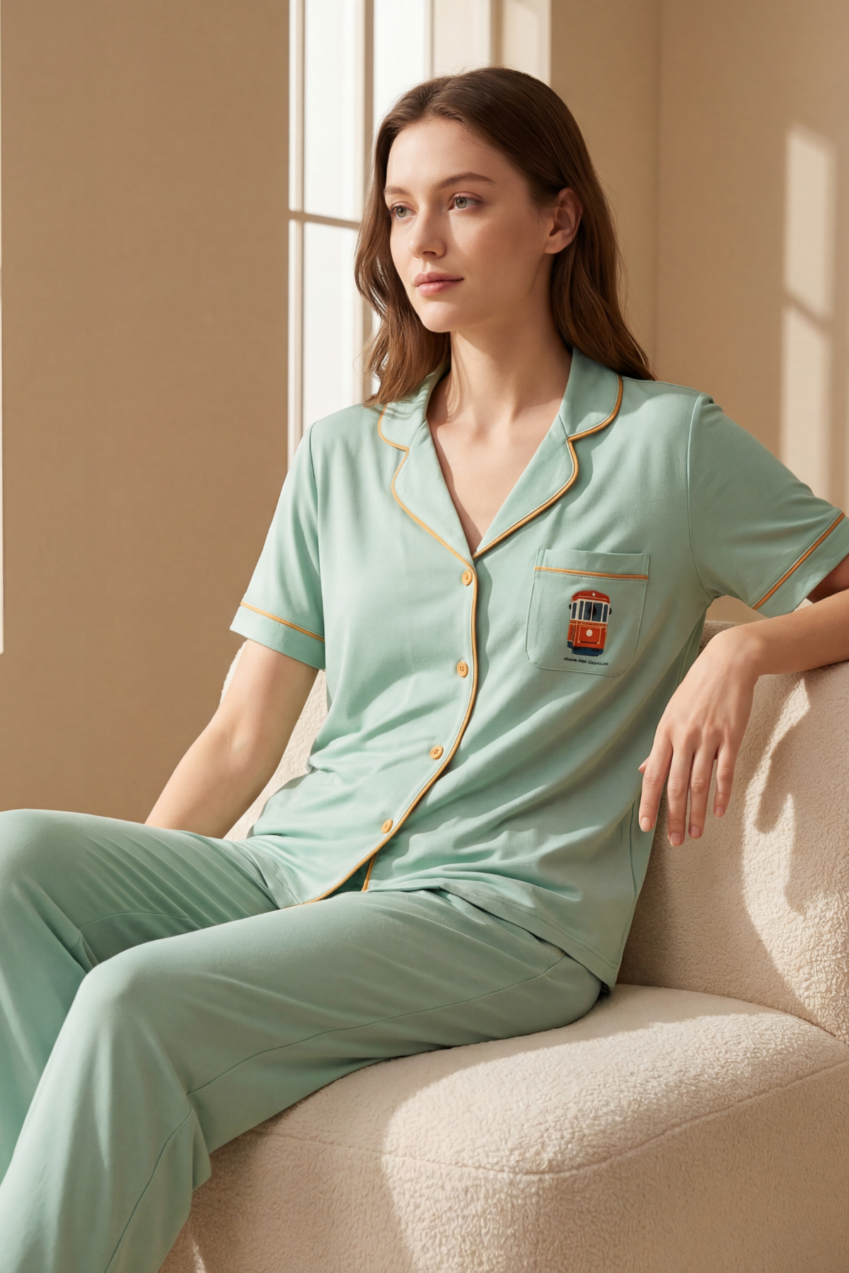 ISTANBUL TRAIN WOMEN'S PAJAMA SET GREEN