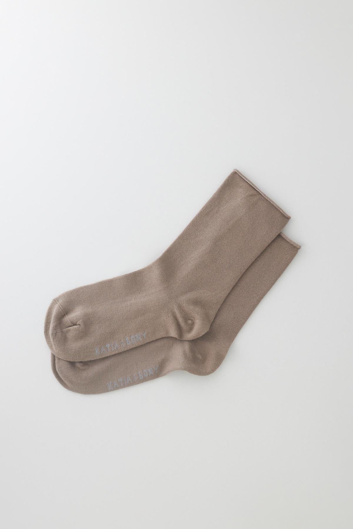 ELASTIC MODAL WOMEN SOCKS BROWN MEL.