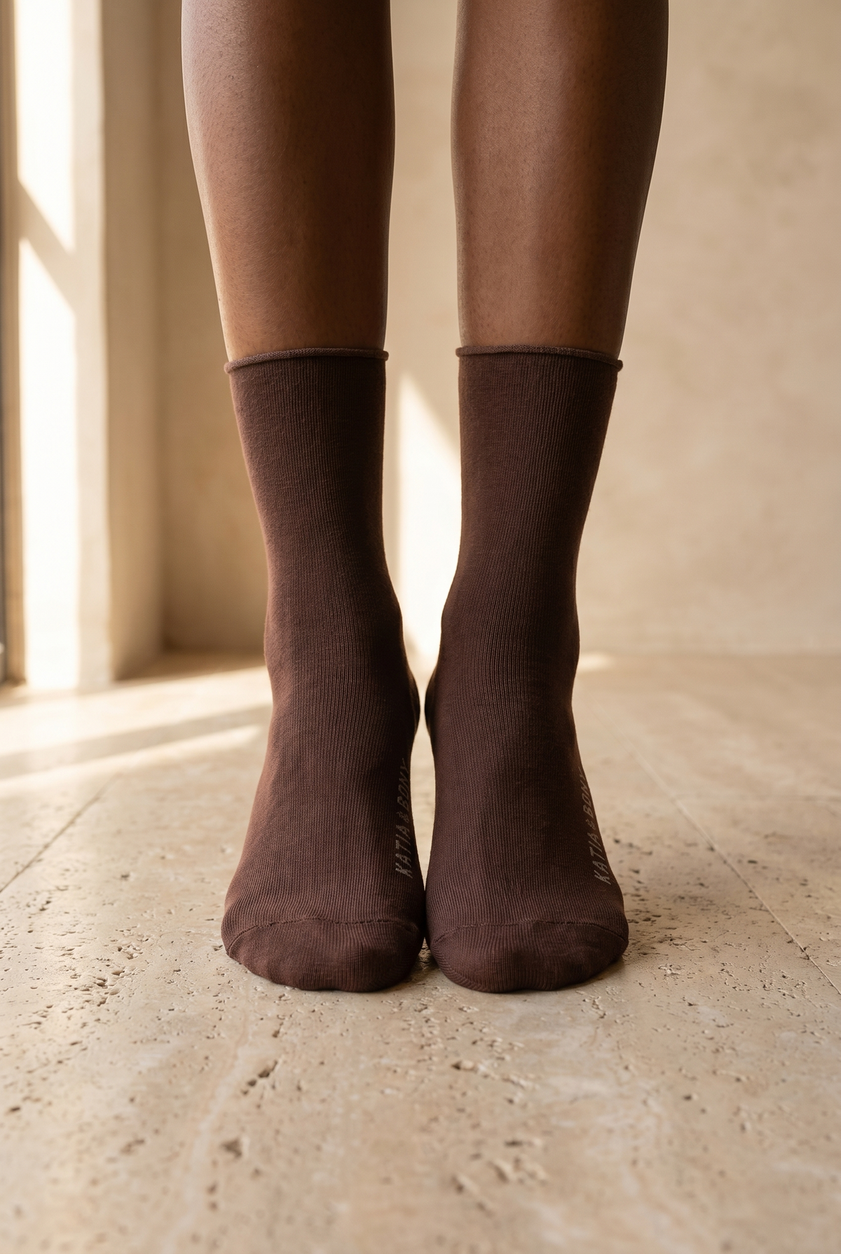 ELASTIC MODAL WOMEN SOCKS BROWN
