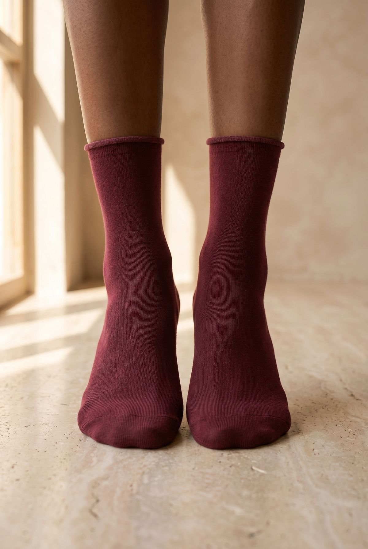 ELASTIC MODAL WOMEN SOCKS DARK BORDEAUX