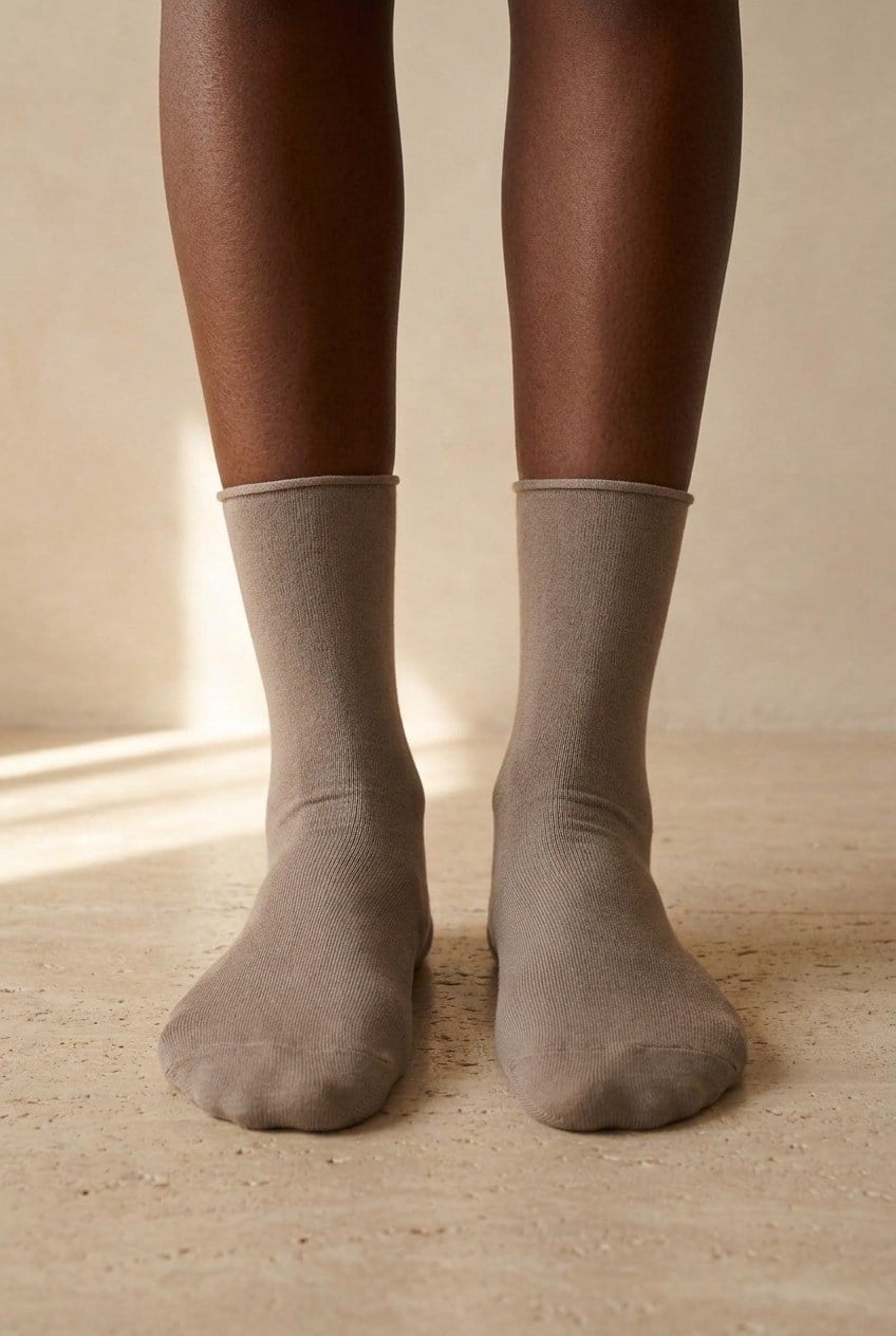 ELASTIC MODAL WOMEN SOCKS DARK BROWN