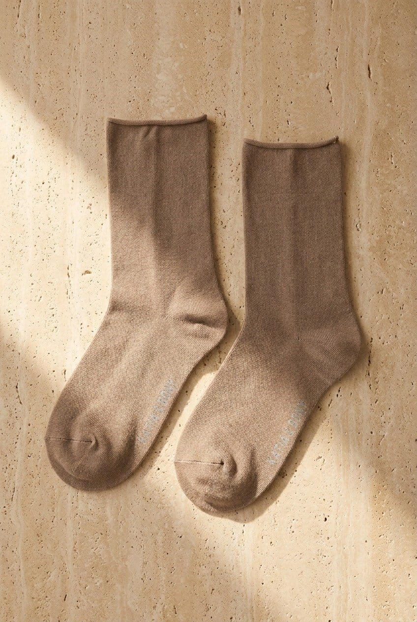 ELASTIC MODAL WOMEN SOCKS DARK BROWN