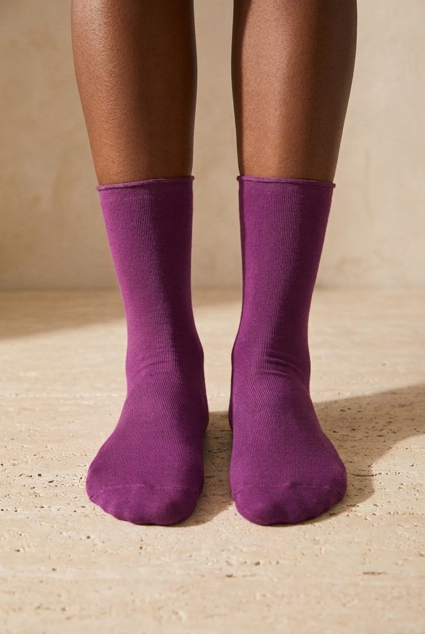 ELASTIC MODAL WOMEN SOCKS DARK PURPLE