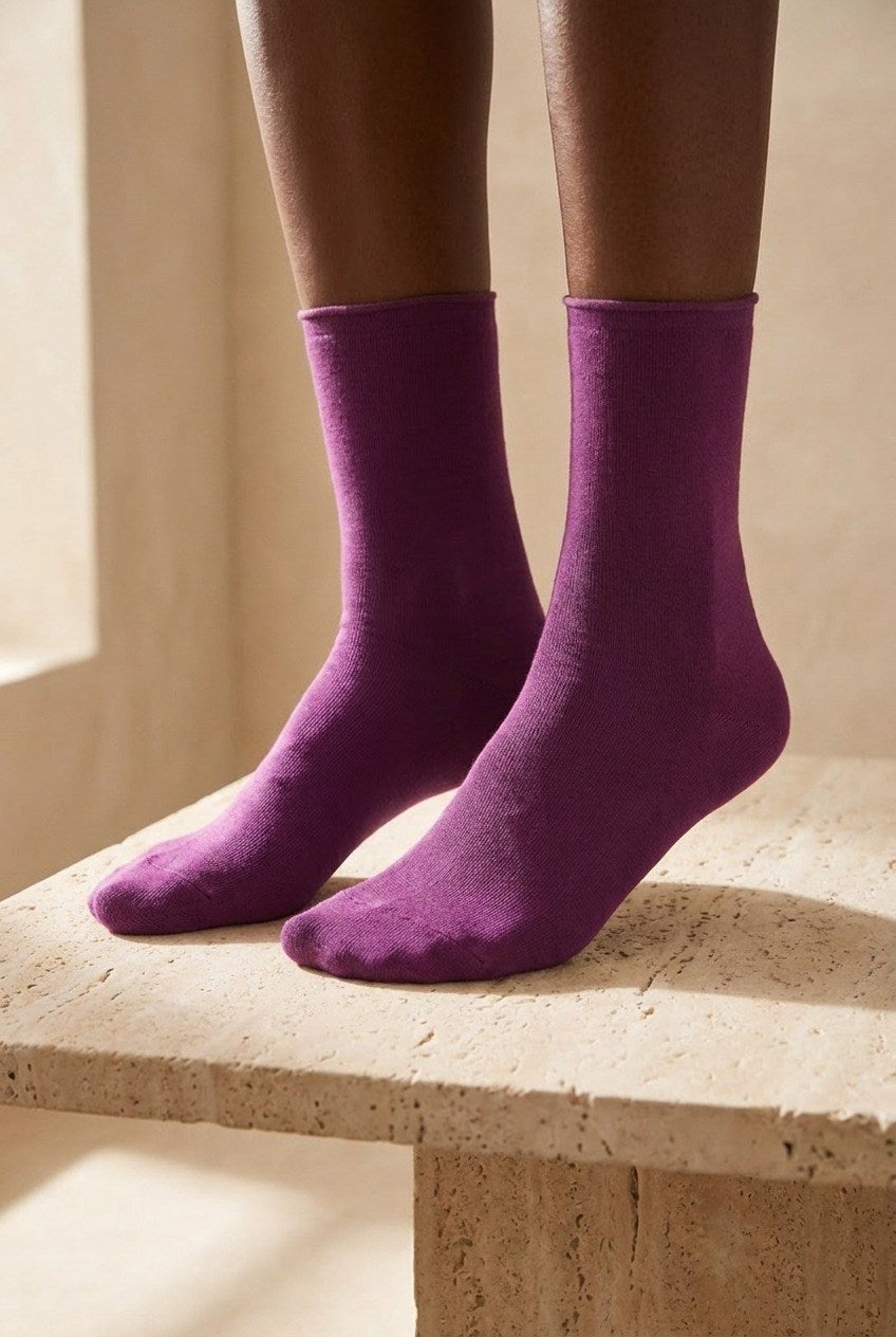 ELASTIC MODAL WOMEN SOCKS DARK PURPLE