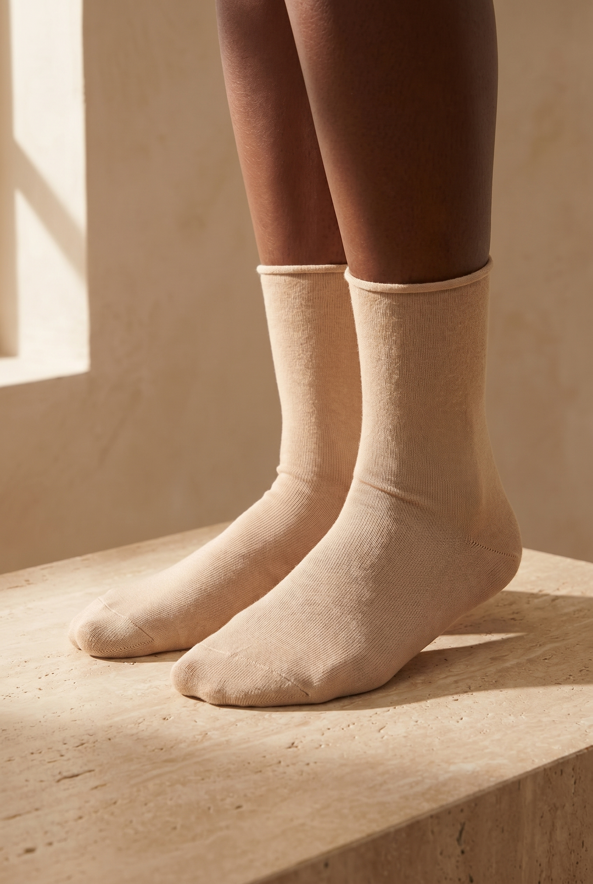 ELASTIC MODAL WOMEN SOCKS LATTE
