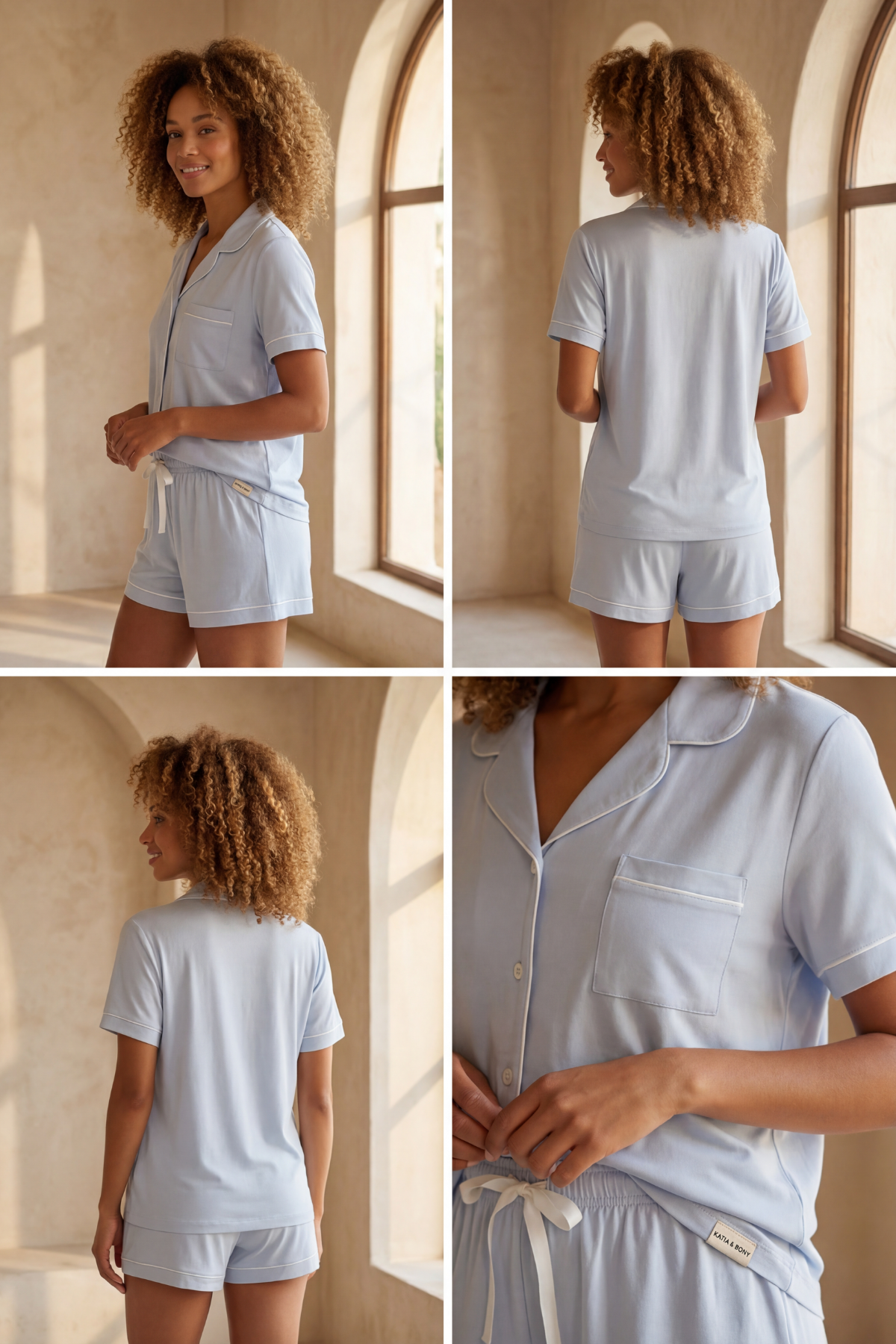MEDITERRANEAN WOMEN'S SHORTS SET WITH POCKETS BLUE