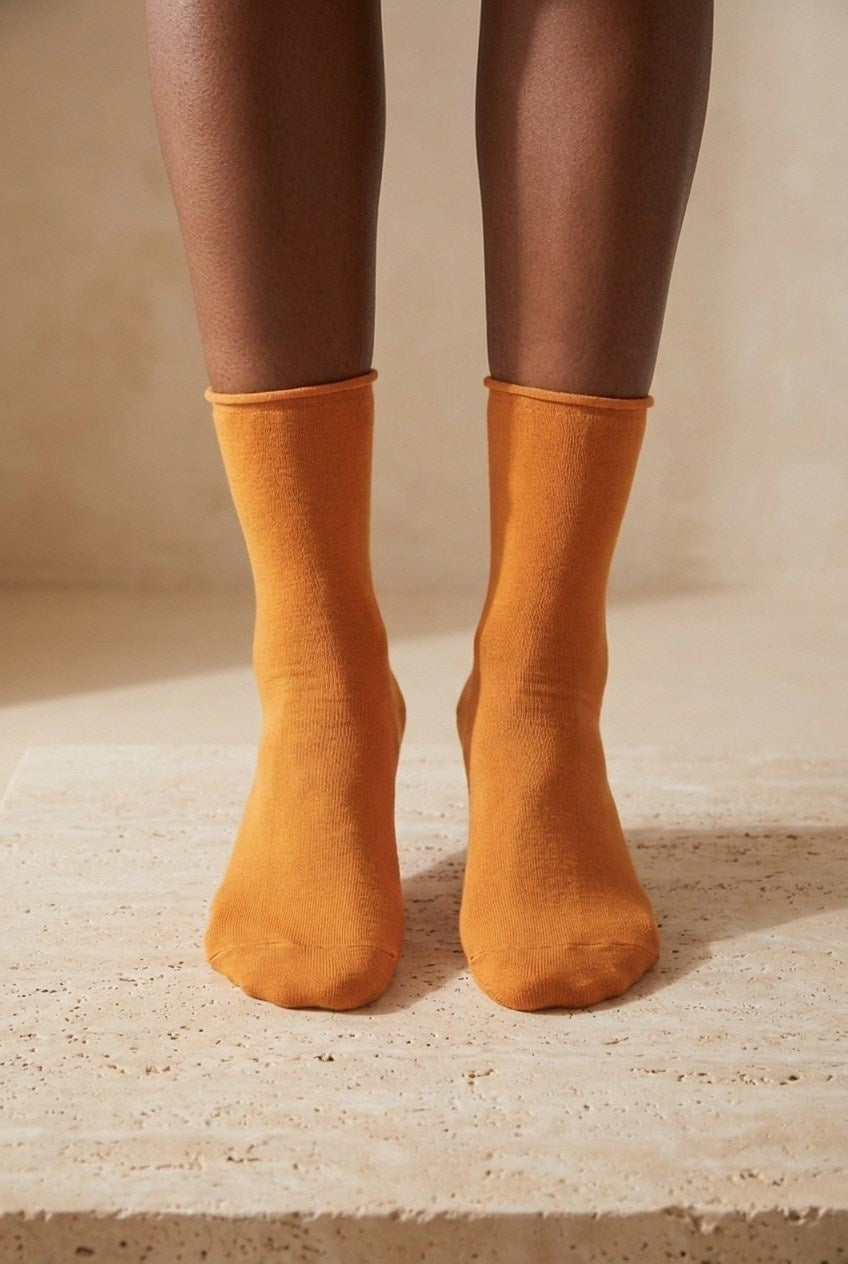 ELASTIC MODAL WOMEN SOCKS NEON ORANGE