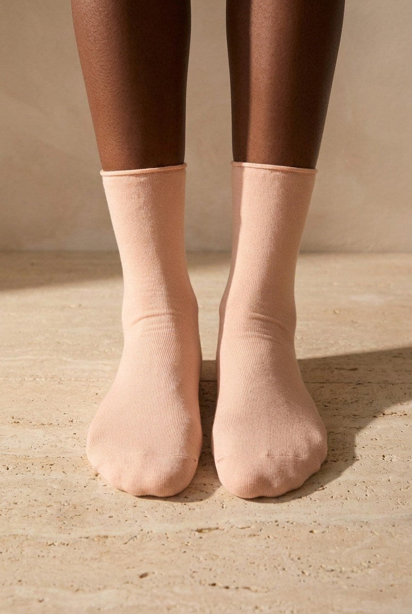 ELASTIC MODAL WOMEN SOCKS POWDER