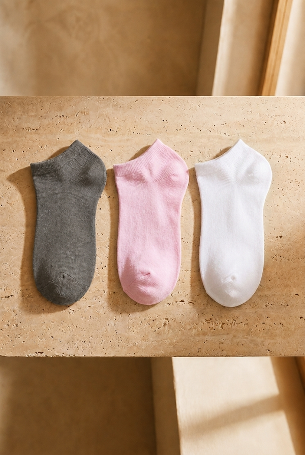 RUN 3 PCK WOMEN SOCKS WHITE/GREY MEL/ PINK