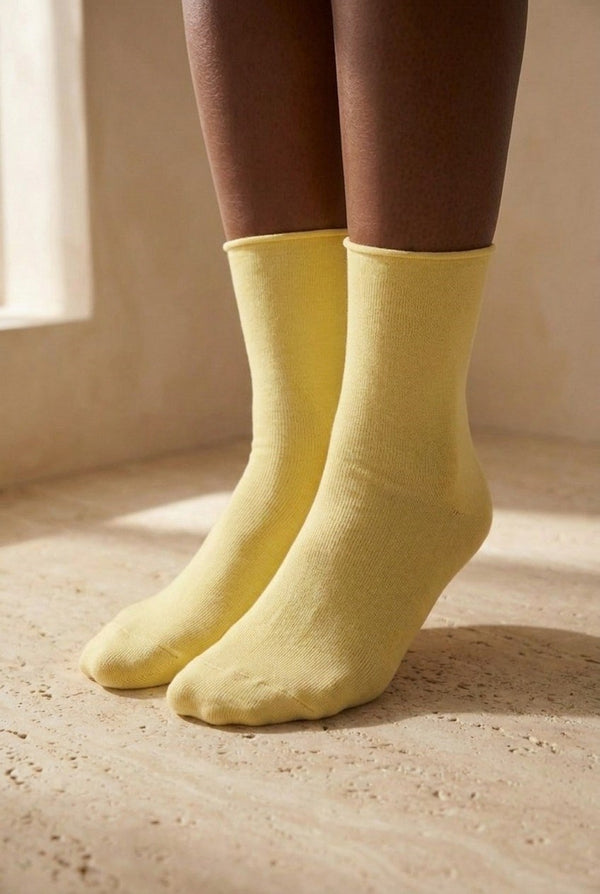 ELASTIC MODAL WOMEN SOCKS YELLOW