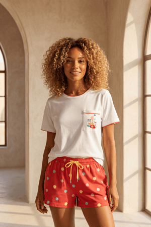 SEA LA VIE SHELL WOMEN'S SHORTS SET WHITE