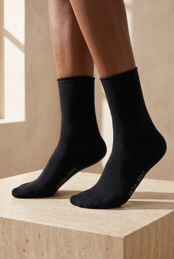 ELASTIC MODAL WOMEN SOCKS BLACK