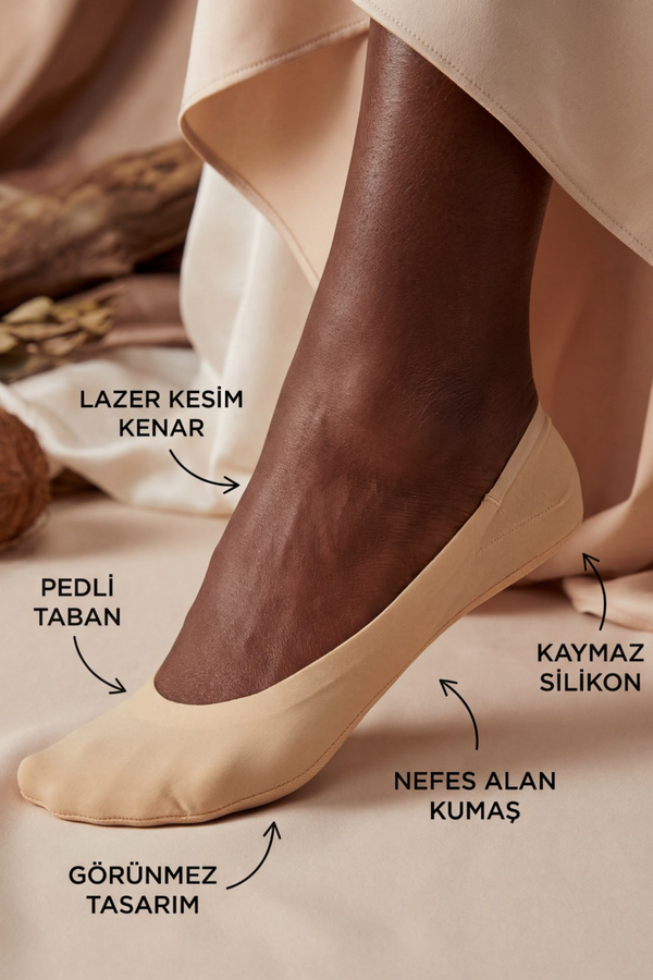 WOMEN'S INVISIBLE SOCKS WITH PADS NUDE
