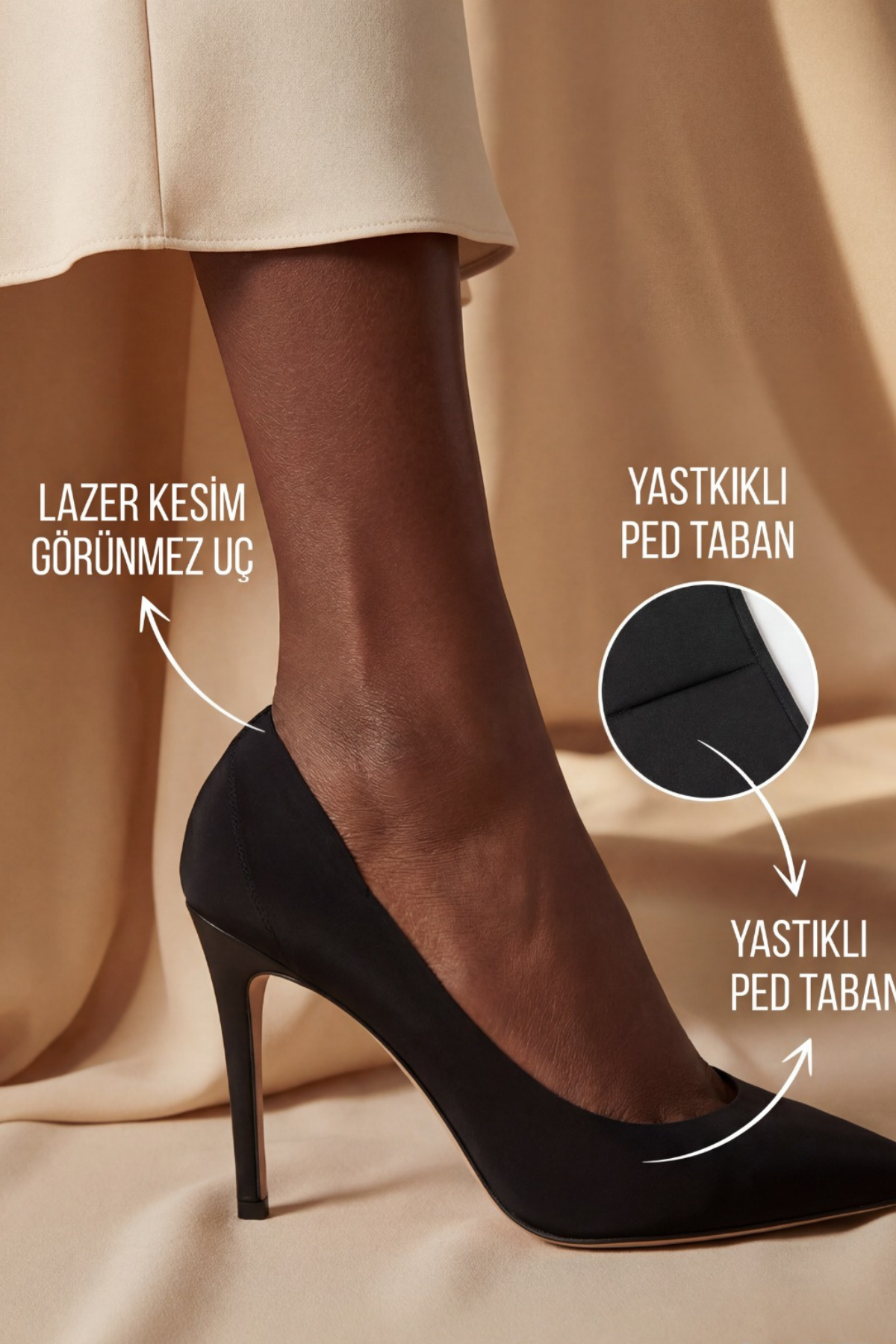 WOMEN'S INVISIBLE SOCKS WITH PADS BLACK