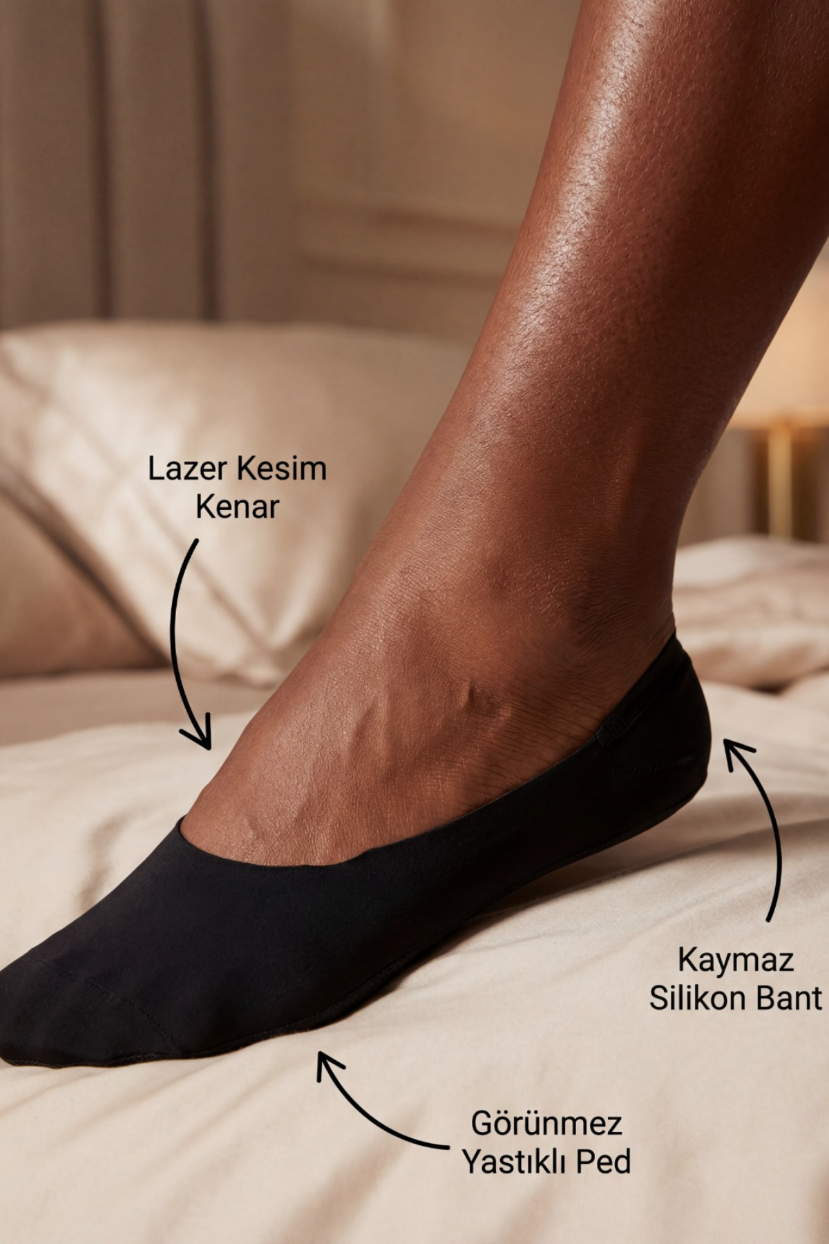 WOMEN'S INVISIBLE SOCKS WITH PADS BLACK