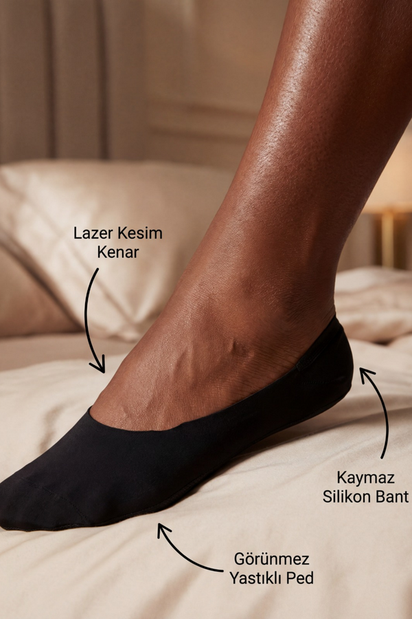 WOMEN'S INVISIBLE SOCKS WITH PADS BLACK