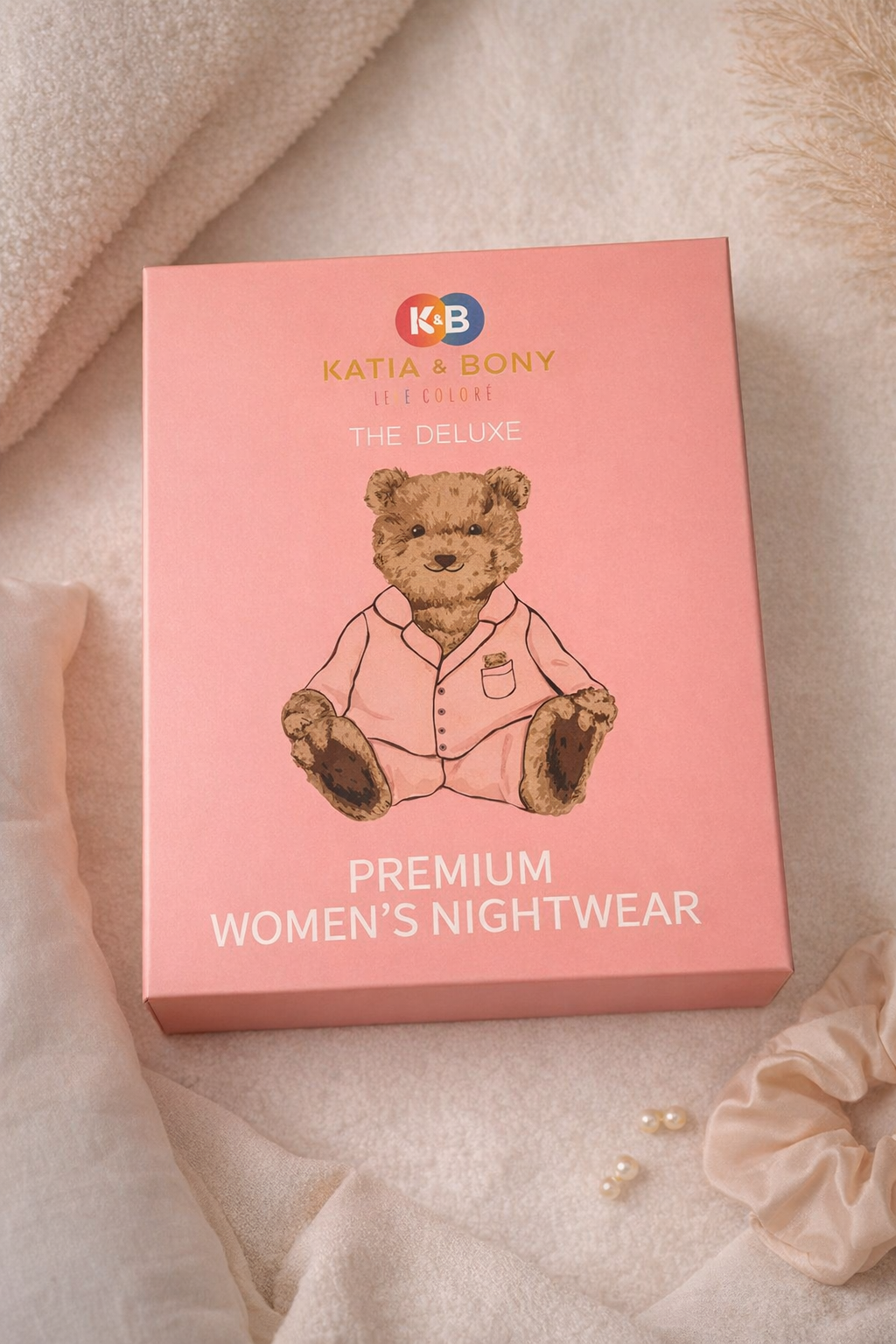 TEDDY KUTULU KADIN PİJAMA TAKIMI PEACH