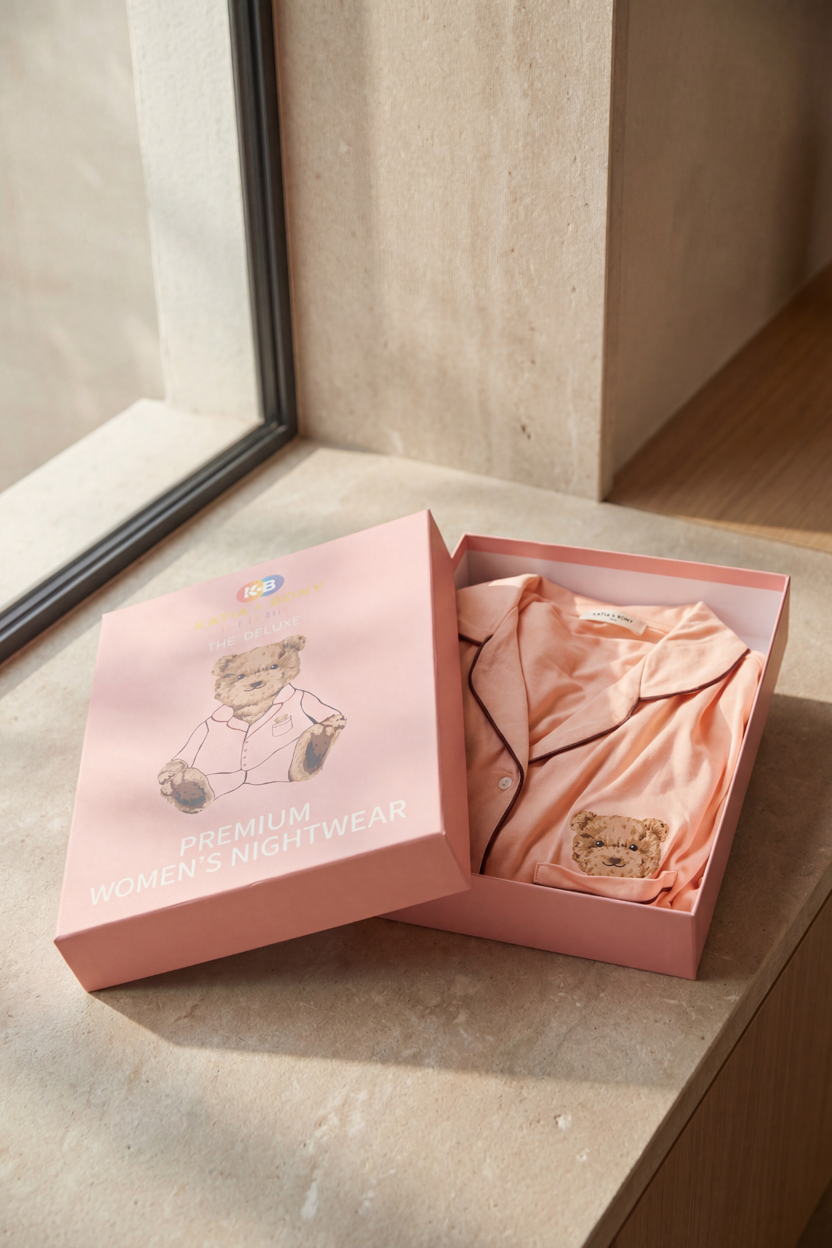 TEDDY KUTULU KADIN PİJAMA TAKIMI PEACH