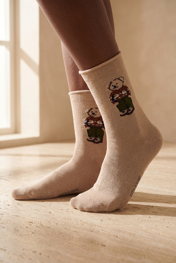 TEDDY WITHOUT ELASTIC MODAL WOMEN SOCKS LIGHT BROWN