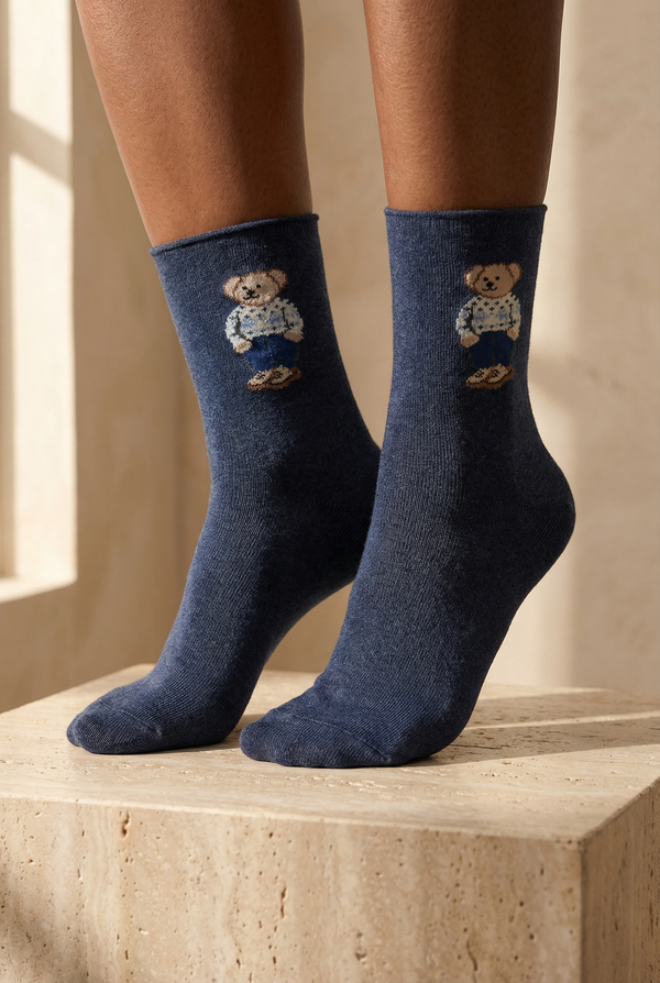 12501G1013 TEDDY WITHOUT ELASTIC MODAL WOMEN SOCKS NAVY
