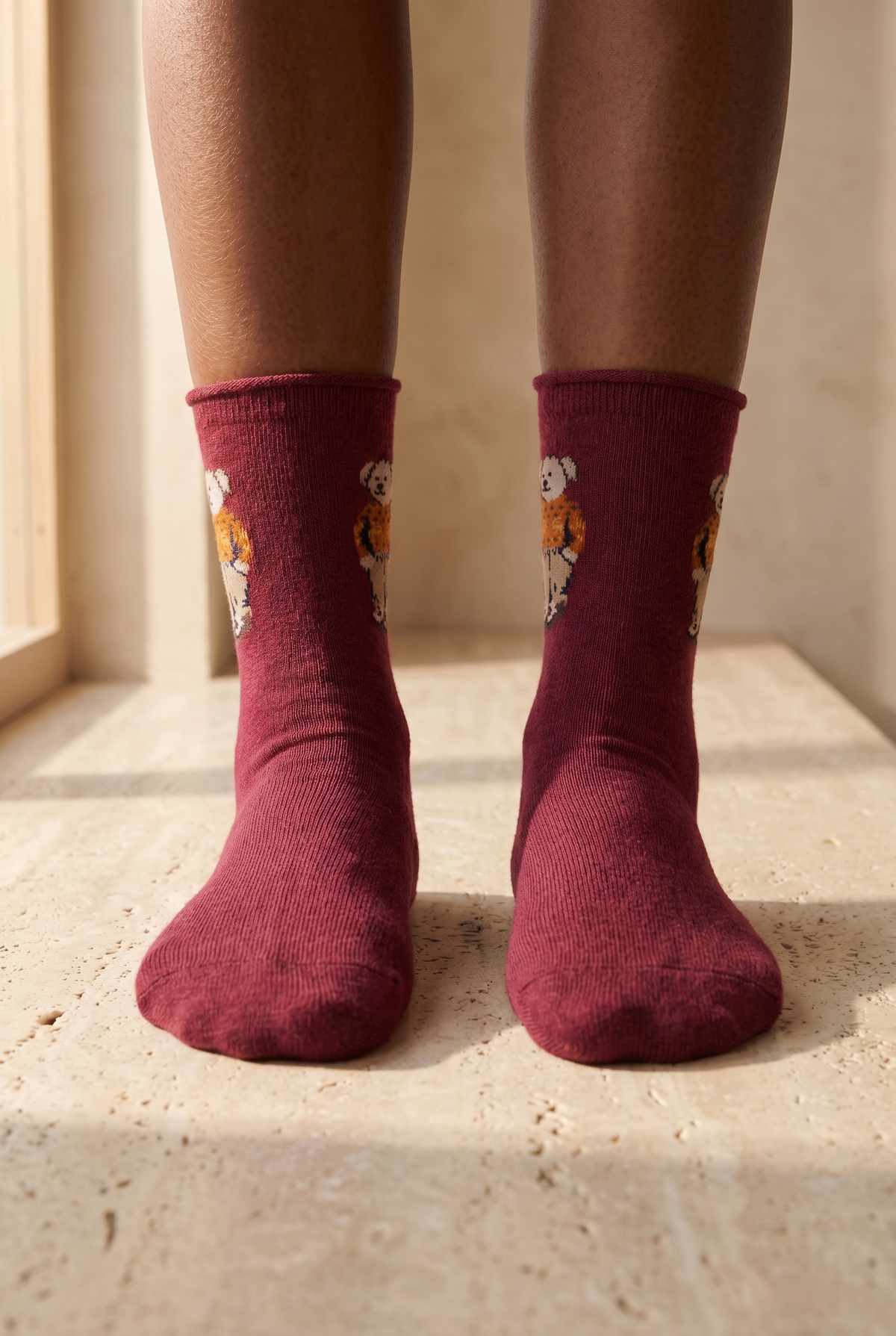 TEDDY WITHOUT ELASTIC MODAL WOMEN SOCKS BURGUNDY