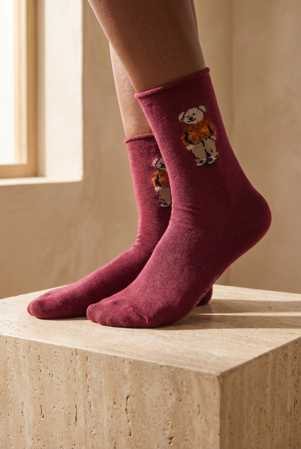TEDDY WITHOUT ELASTIC MODAL WOMEN SOCKS BURGUNDY
