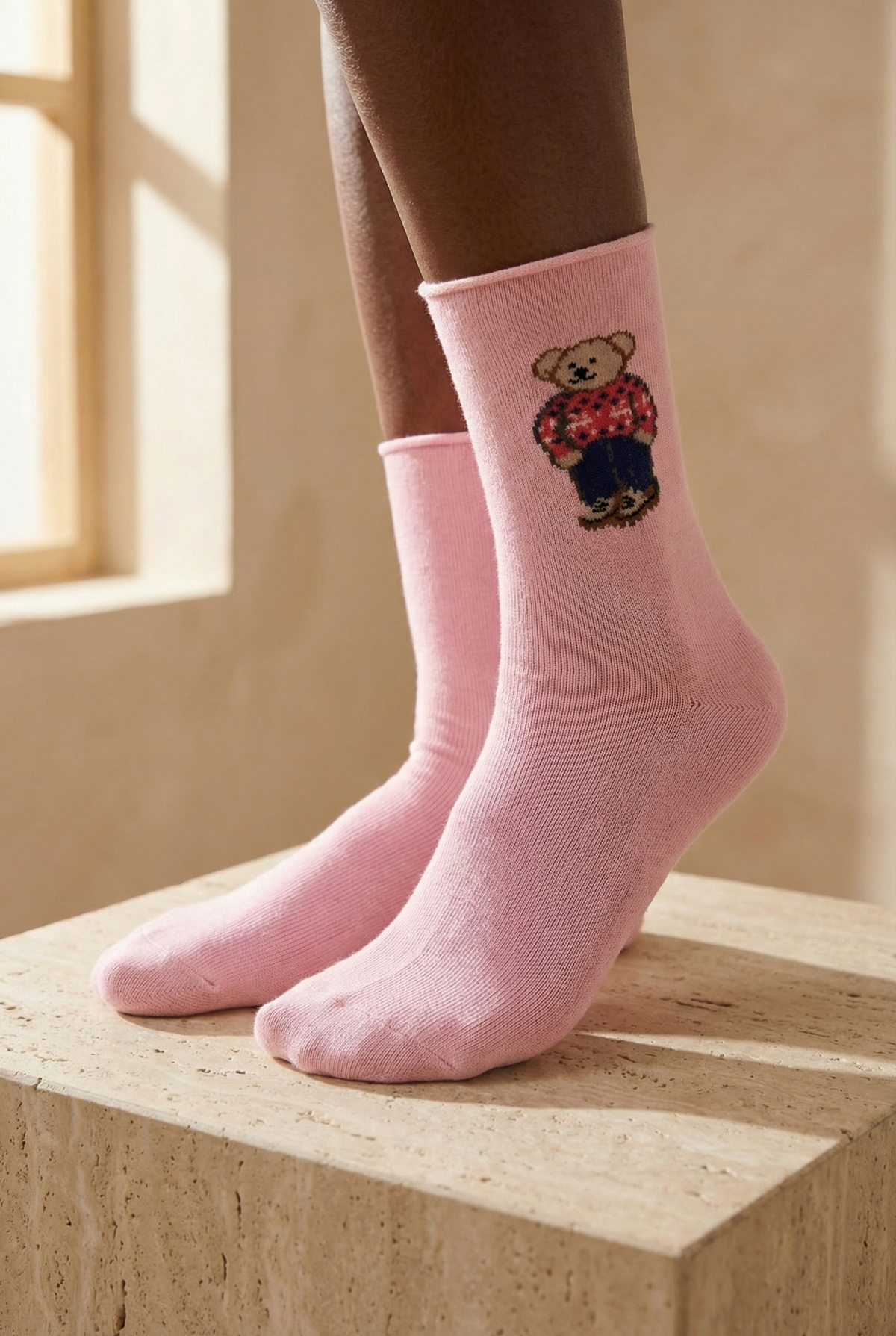 TEDDY WITHOUT ELASTIC MODAL WOMEN SOCKS LIGHT PINK