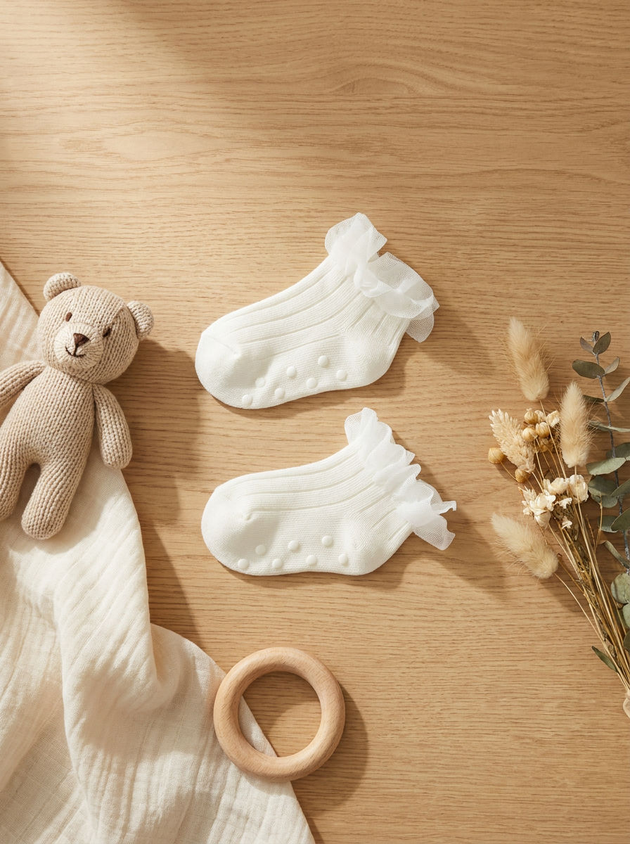 BABY STEP SOCKS WITH TULLE ACCESSORIES WHITE