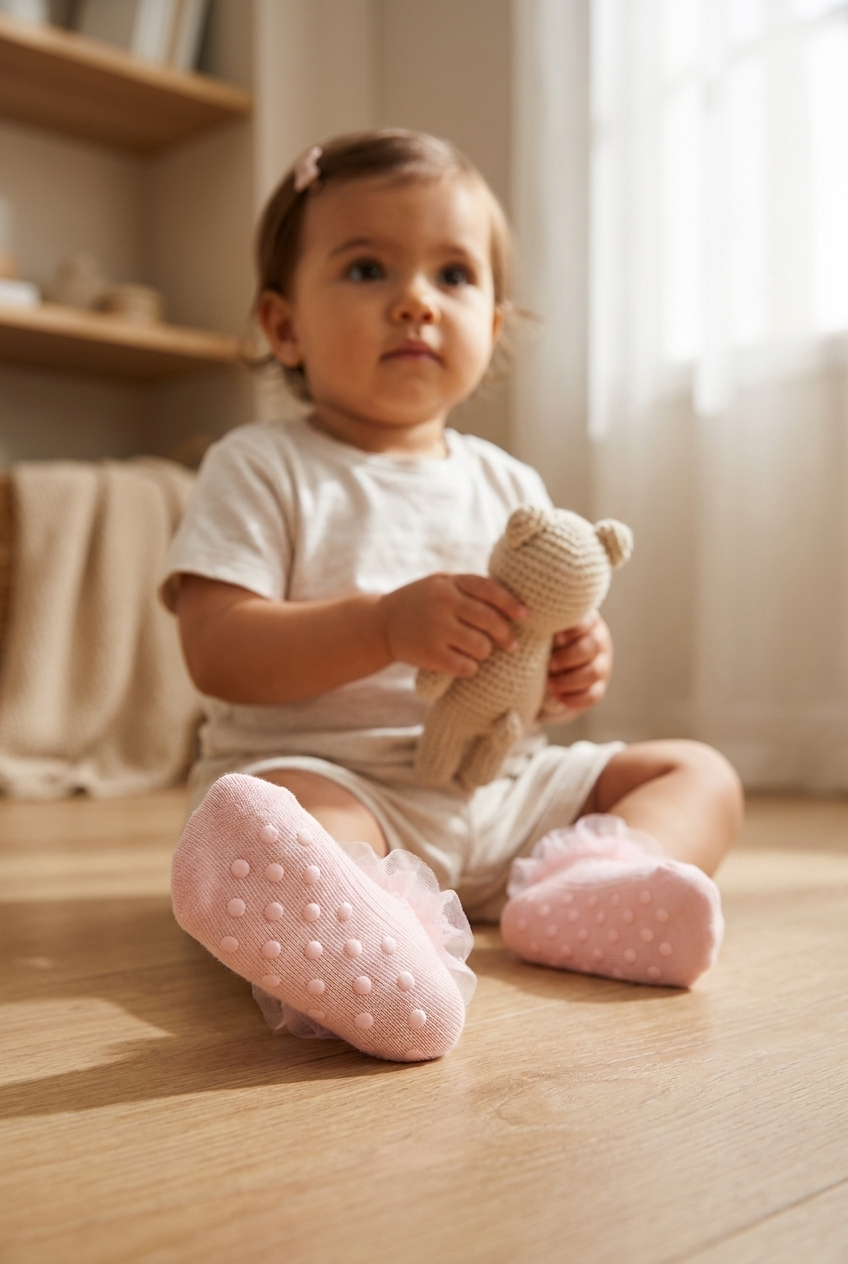 BABY STEP SOCKS WITH TULLE ACCESSORIES PINK