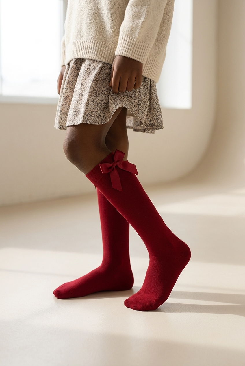 KIDS KNEE SOCKS WITH ACCESSORIES BORDEAUX