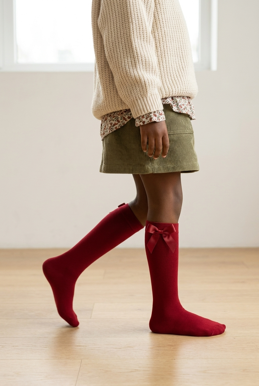 KIDS KNEE SOCKS WITH ACCESSORIES BORDEAUX