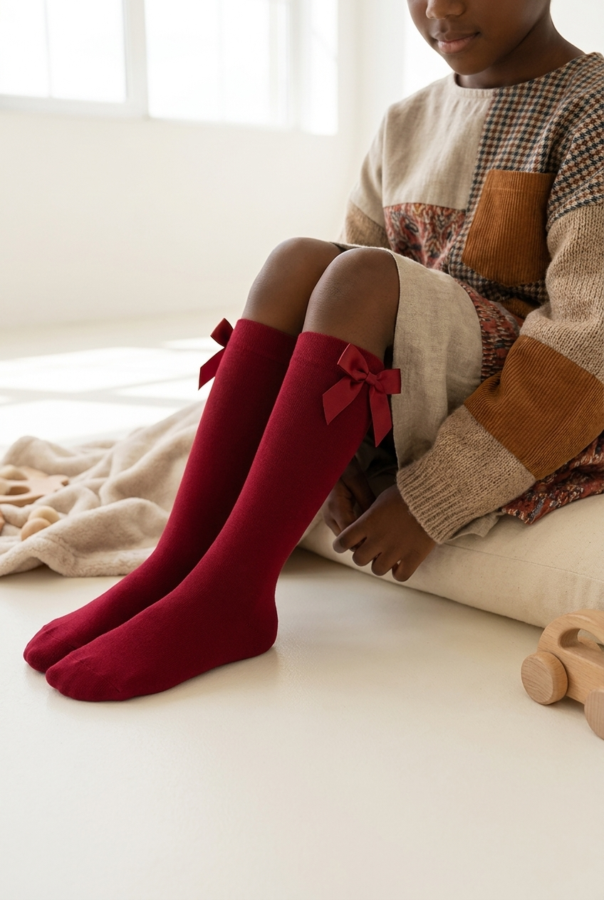 KIDS KNEE SOCKS WITH ACCESSORIES BORDEAUX