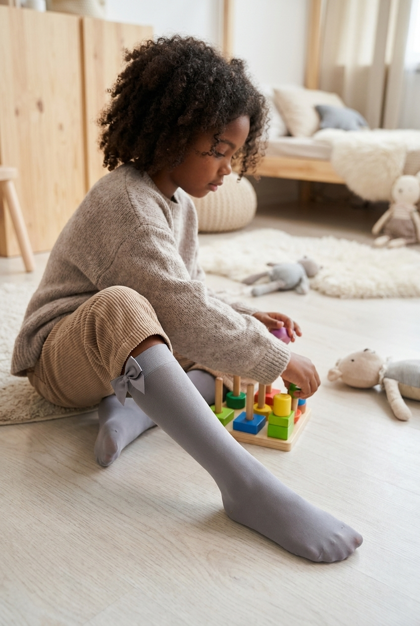KIDS KNEE SOCKS WITH ACCESSORIES GREY