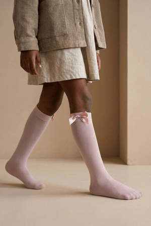 KIDS KNEE SOCKS WITH ACCESSORIES SOFT PINK