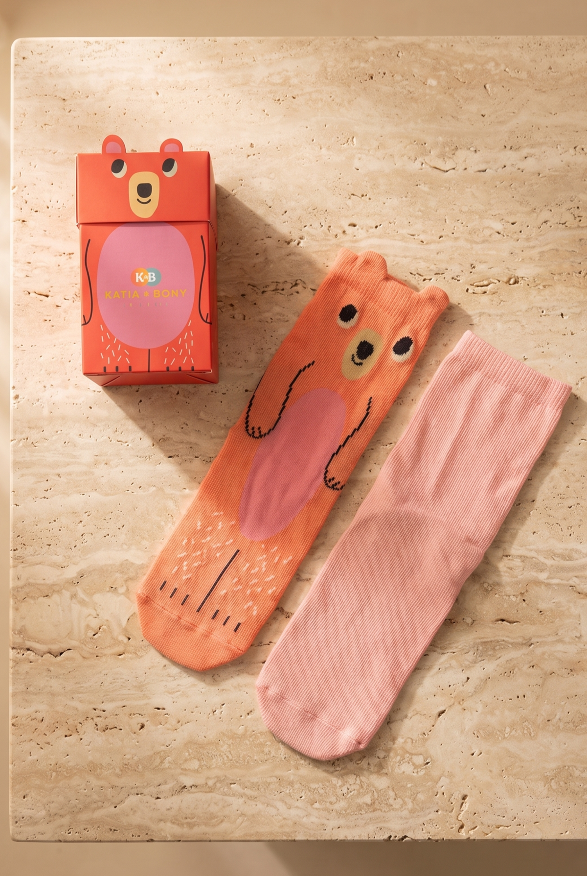 2PCK BOXED CHILDREN'S SOCKS WITH TEDDY BEARS PINK MIX