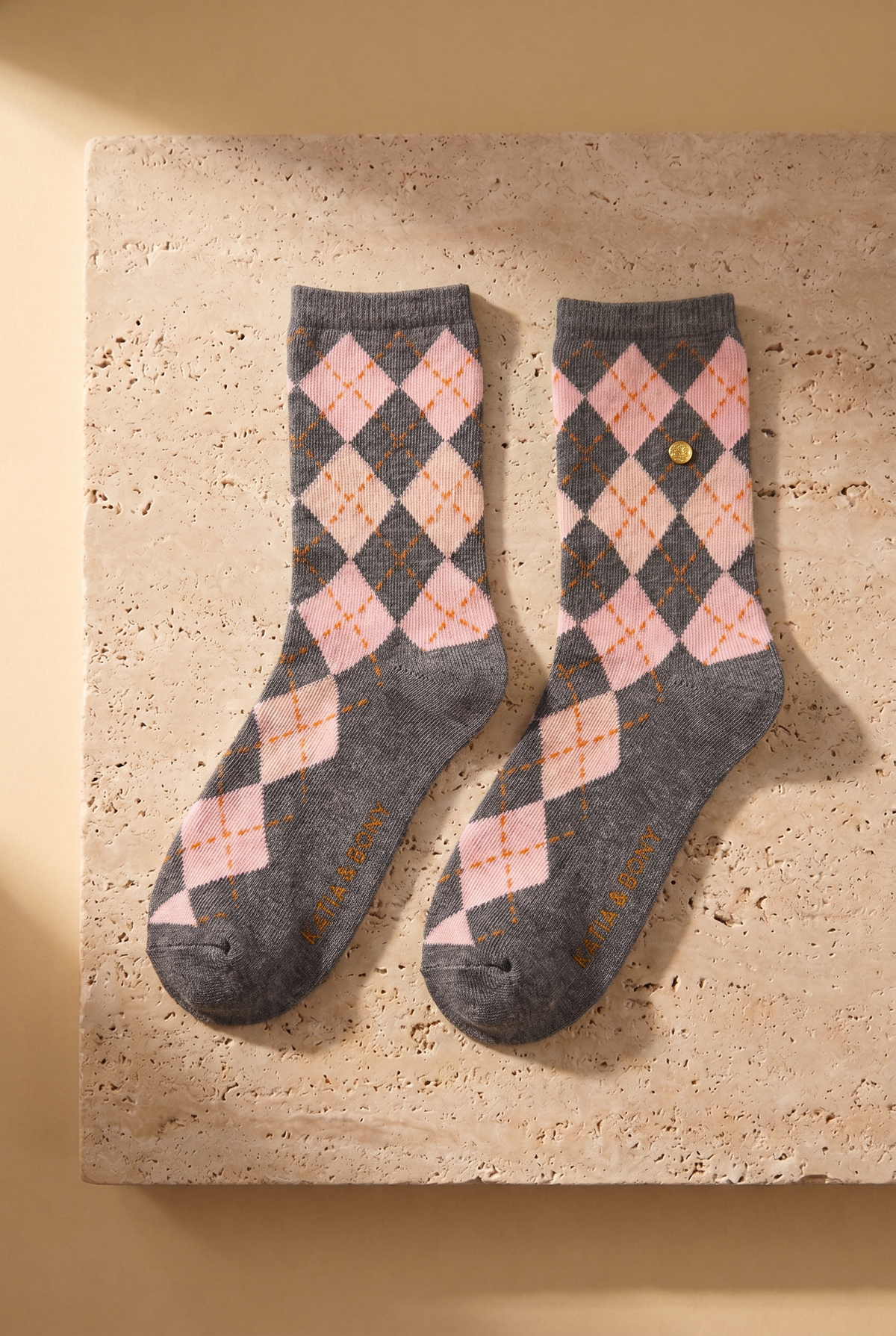 2PCK PLAID BOXED GIRLS SOCKS WHITE-GREY