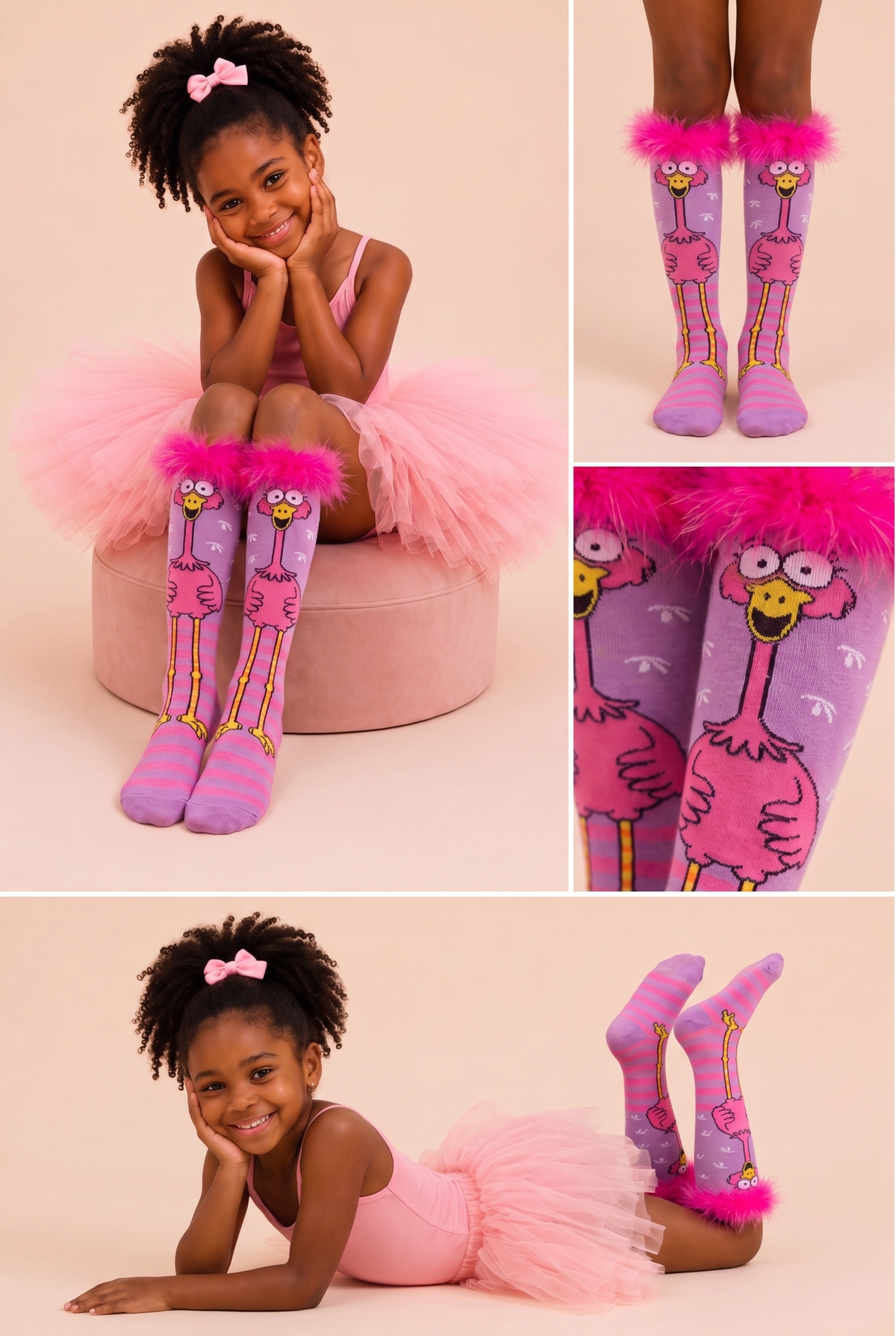 FLAMINGO KIDS KNEE HIGH SOCKS WITH TASSEL ACCESSORIES MIX