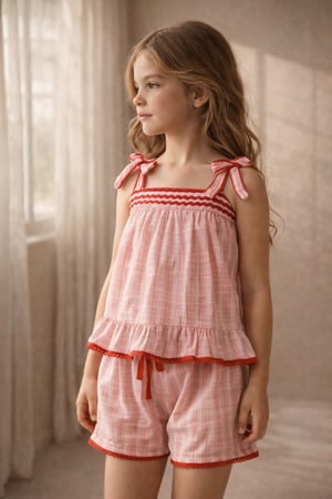 FLORAL OUTBURST RIBBON CHILDREN'S SHORTS SET PINK