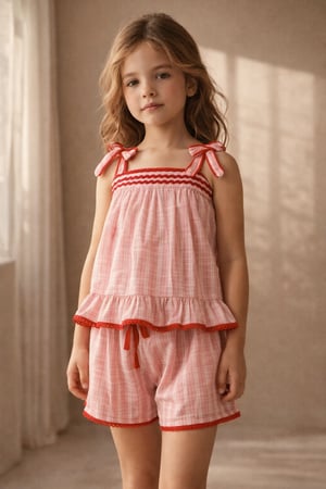 FLORAL OUTBURST RIBBON CHILDREN'S SHORTS SET PINK