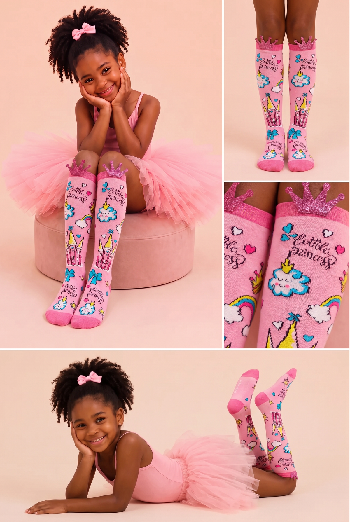 PINK PRINCESS GIRLS KNEEHIGH SOCKS PINK