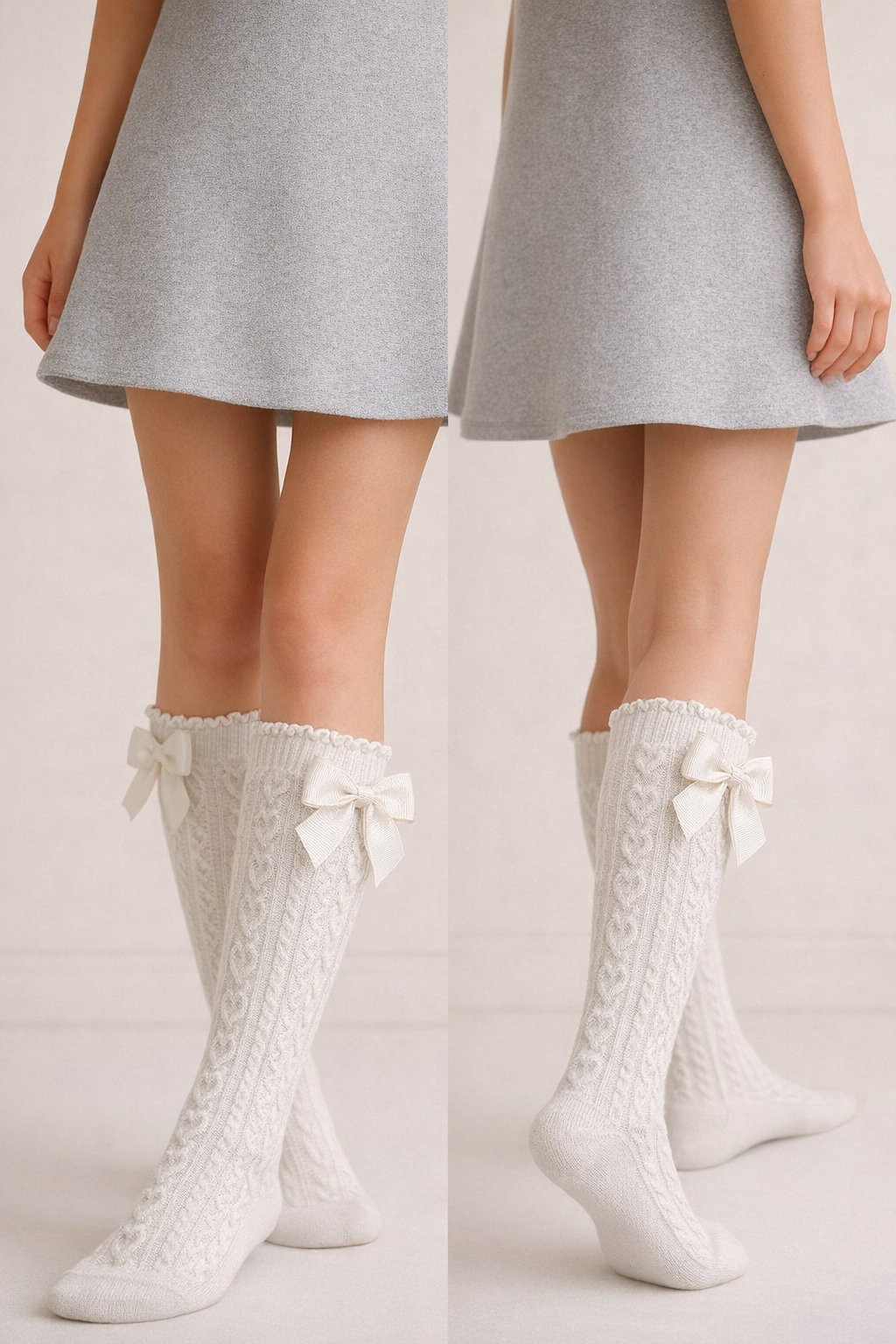 HEART EMBROIDERED CHILDREN'S KNEE SOCKS WHITE