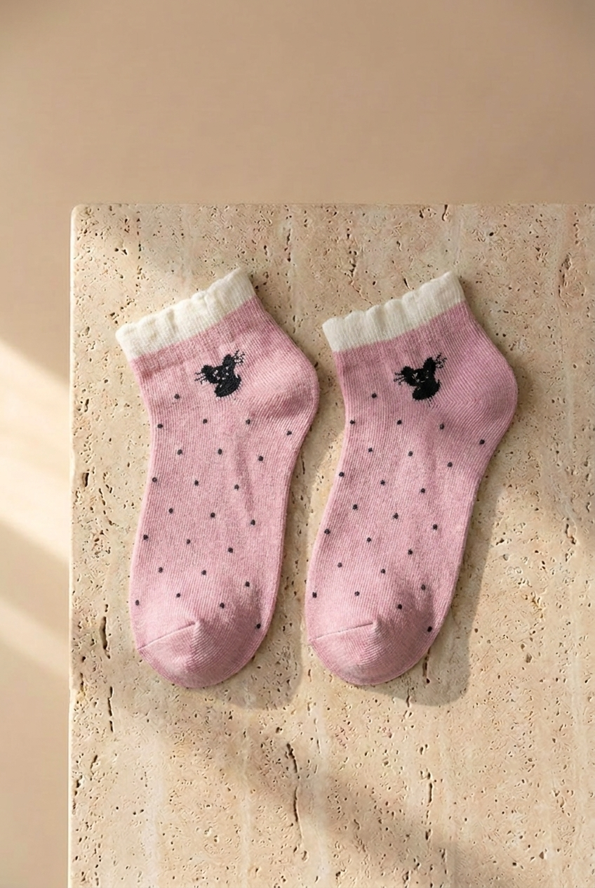 5 PCK CAT PRINT STEP SOCKS MIX