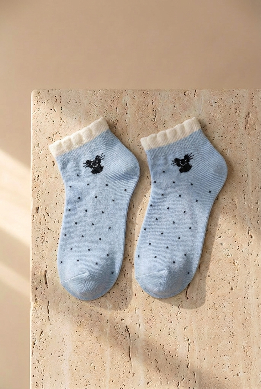 5 PCK CAT PRINT STEP SOCKS MIX