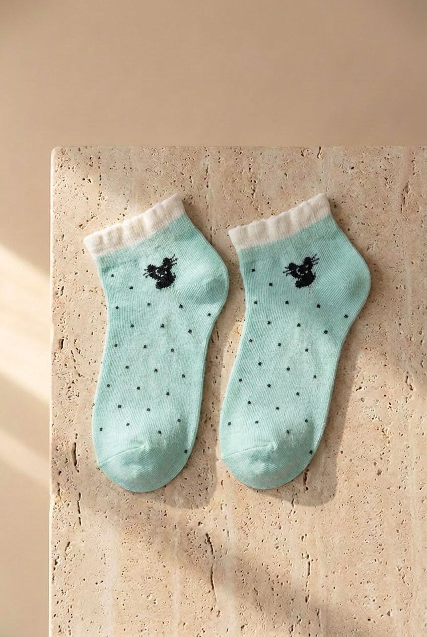 5 PCK CAT PRINT STEP SOCKS MIX