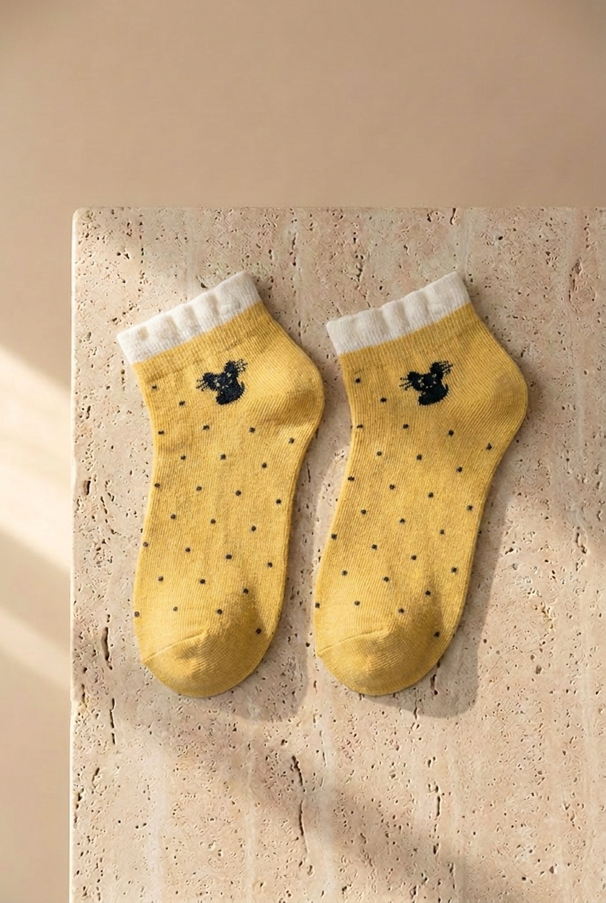 5 PCK CAT PRINT STEP SOCKS MIX