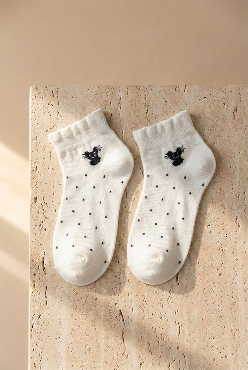 5 PCK CAT PRINT STEP SOCKS MIX