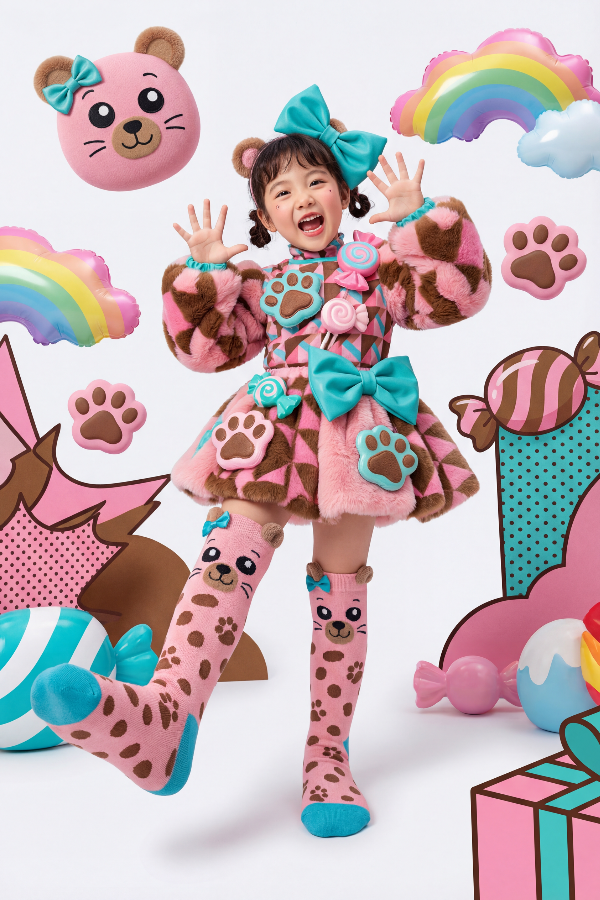 DOG PATTERNED CHILDREN'S KNEE SOCKS MIX