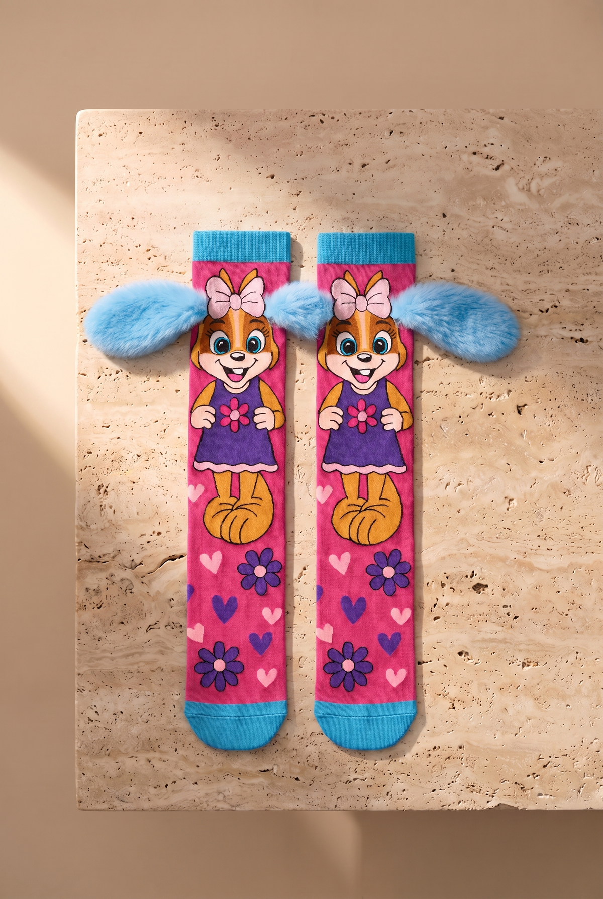 DOG KIDS KNEE HIGH SOCKS WITH EAR ACCESSORIES MIX
