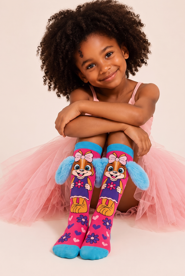 DOG KIDS KNEE HIGH SOCKS WITH EAR ACCESSORIES MIX