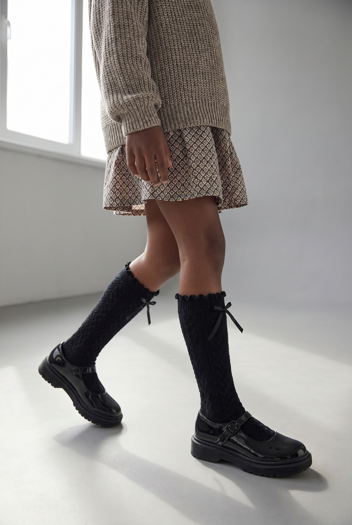 CHILDREN'S KNEE SOCKS WITH BOW ACCESSORIES BLACK